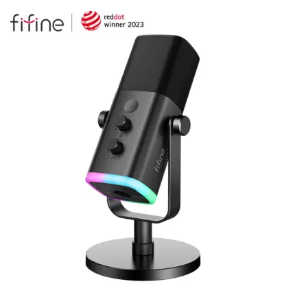 FIFINE AM8 – USB/XLR Dynamic Mic with RGB, Tap-Mute & Monitoring